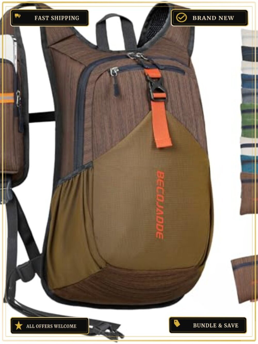 20L Foldable Hiking Daypack with Chest Whistle Packable Travel Backpack